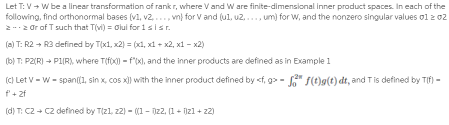 Let T V W Be A Linear Transformation Of Rank Bartleby