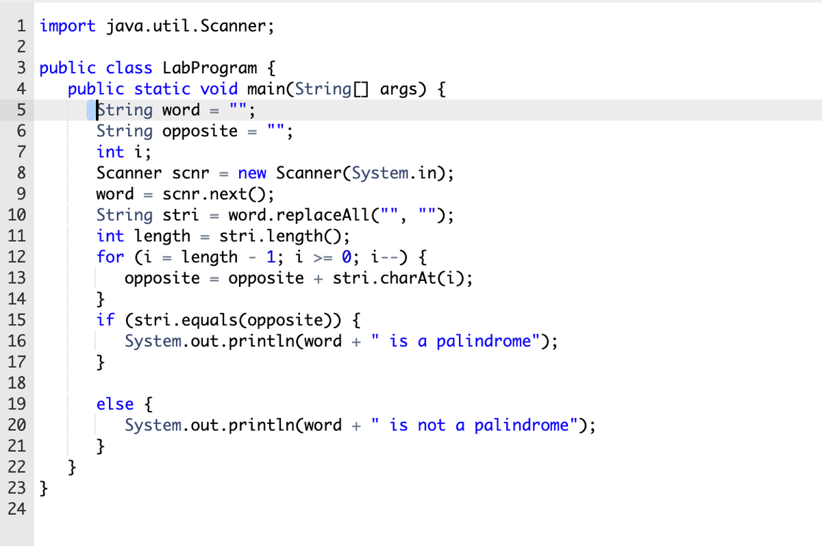 vbscript program for palindrome checking
