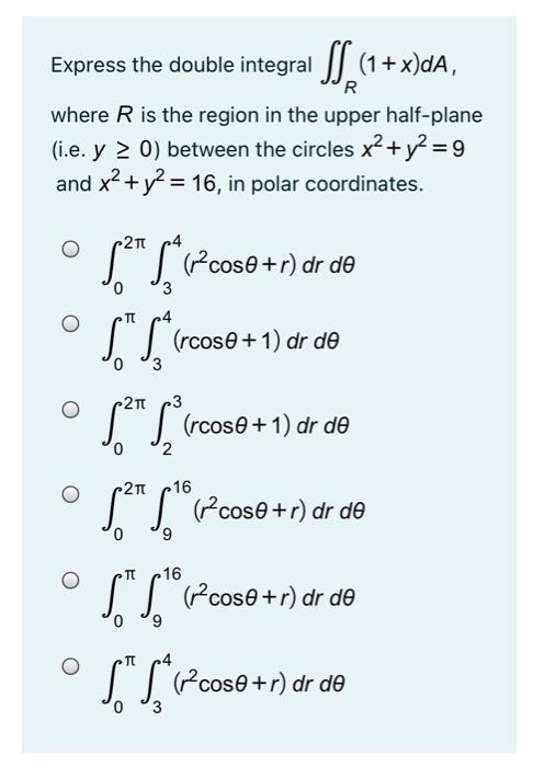 Answered Express The Double Integral 1 X Da Bartleby