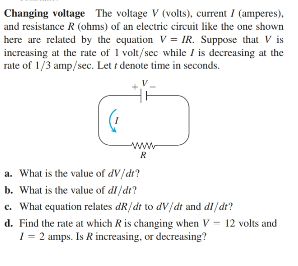 Answered Changing Voltage The Voltage V Volts Bartleby