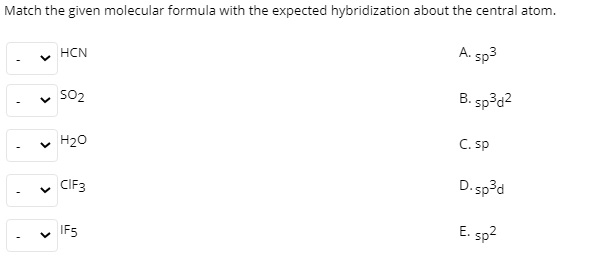 Answered Match The Given Molecular Formula With Bartleby