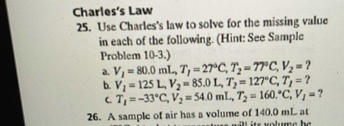 Answered Use Charles S Law To Solve For The Bartleby