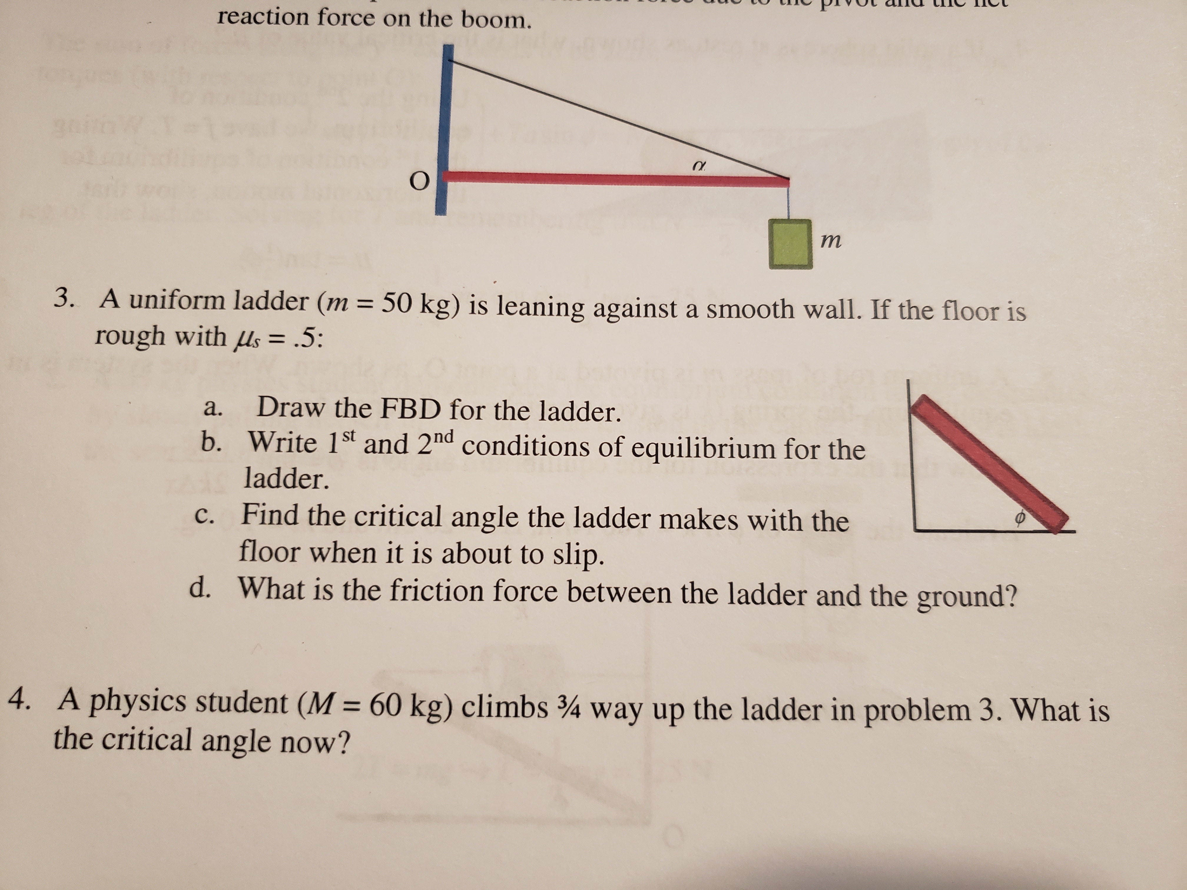 Answered Reaction Force On The Boom O T 3 A Bartleby