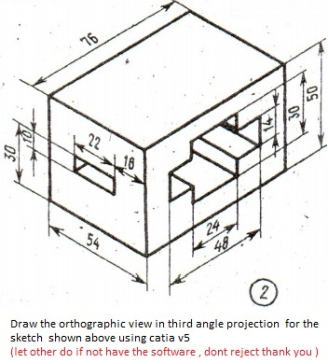 Answered: Draw the orthographic view in third… | bartleby