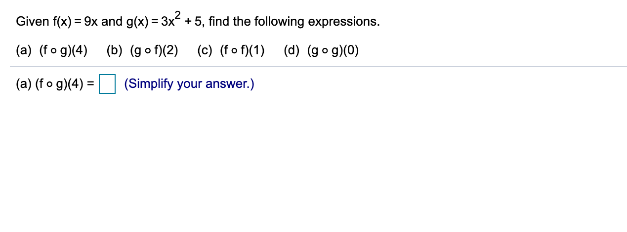 Answered Given F X 9x And G X 3x 5 Find… Bartleby