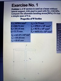 Answered Problem 1 A W Section Is Used As A Bartleby