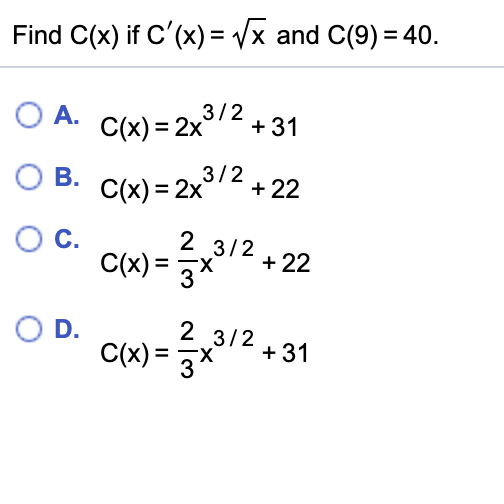 Answered Find C X If C X X And C 9 40 Bartleby