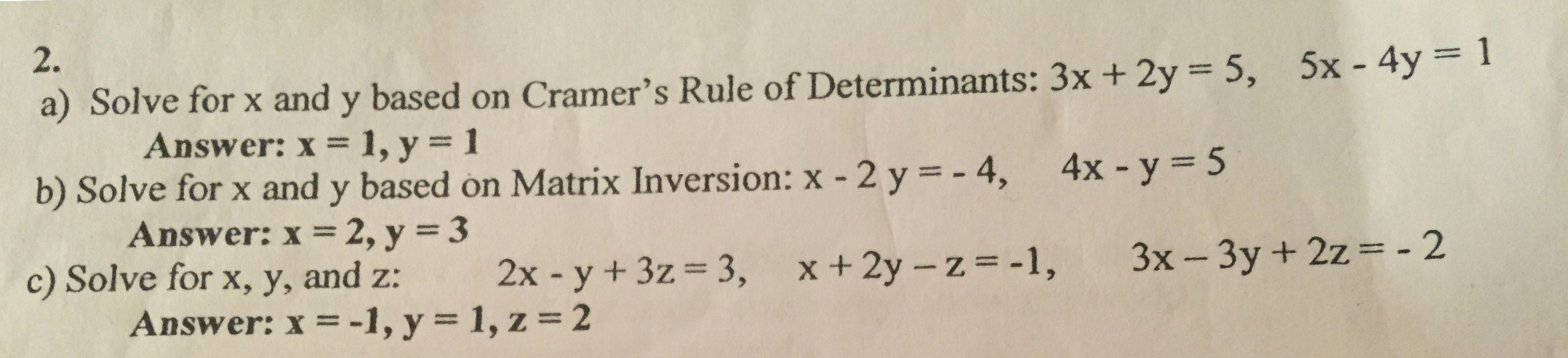 Answered 2 5x 4y A Solve For X And Y Based On Bartleby