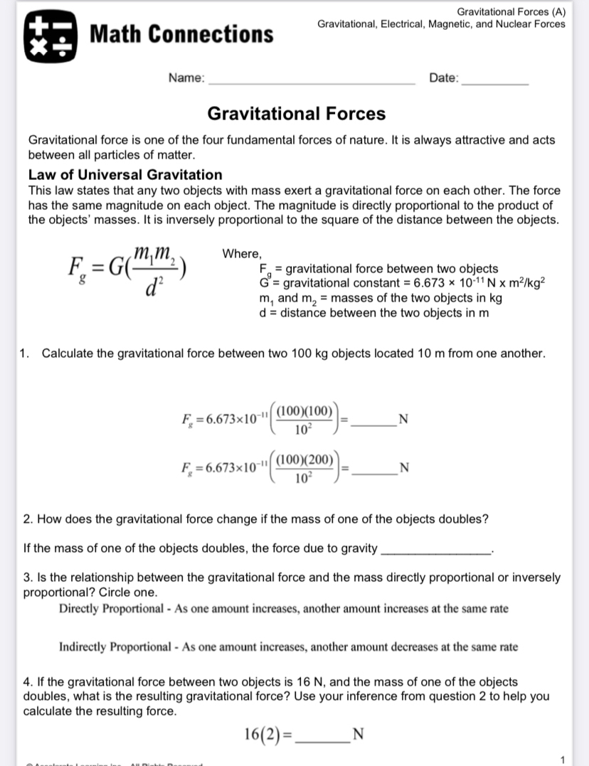 Answered Calculate The Gravitational Force Bartleby