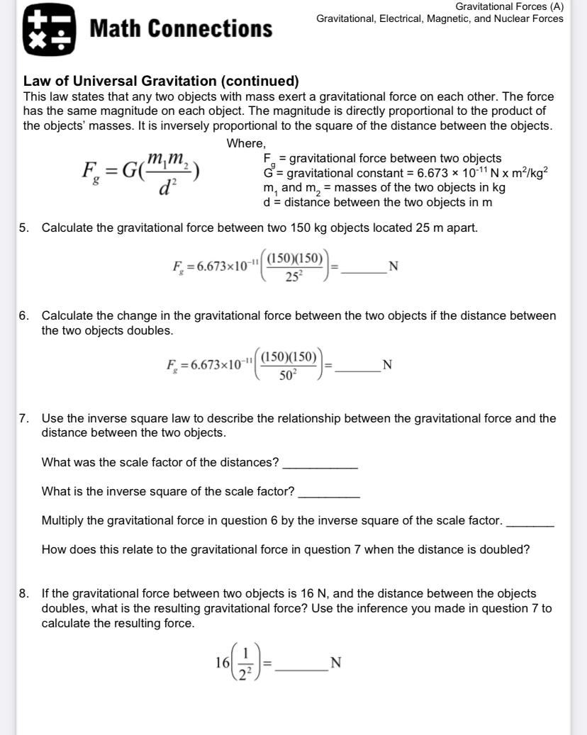 Answered 5 Calculate The Gravitational Force Bartleby