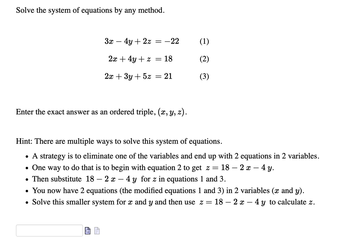 Answered: Solve the system of equations by any… | bartleby