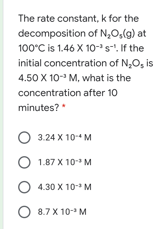 Answered The Rate Constant K For The Bartleby