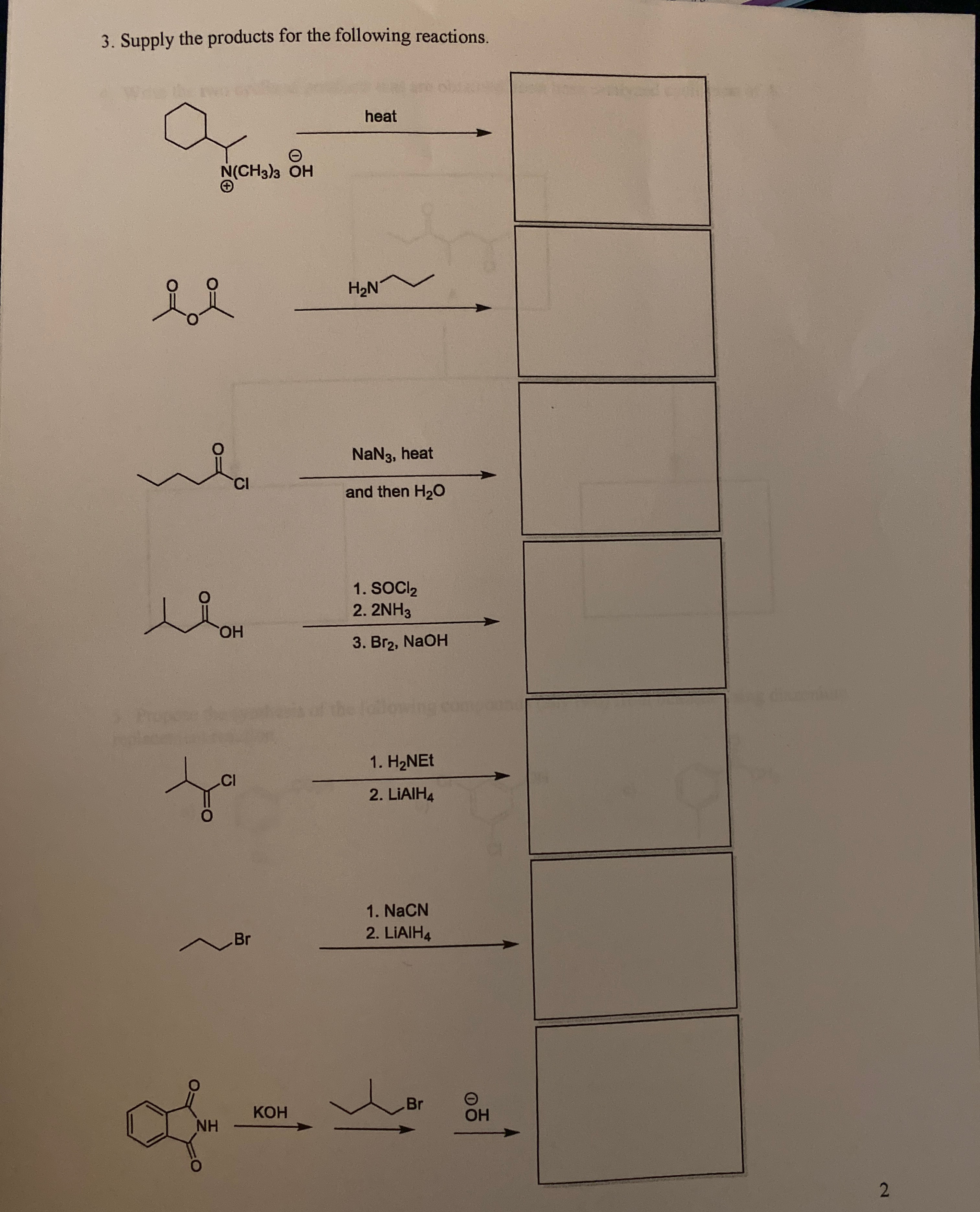 Answered: Heat N(CH3)3 OH H2N V NaN3, Heat And… | Bartleby