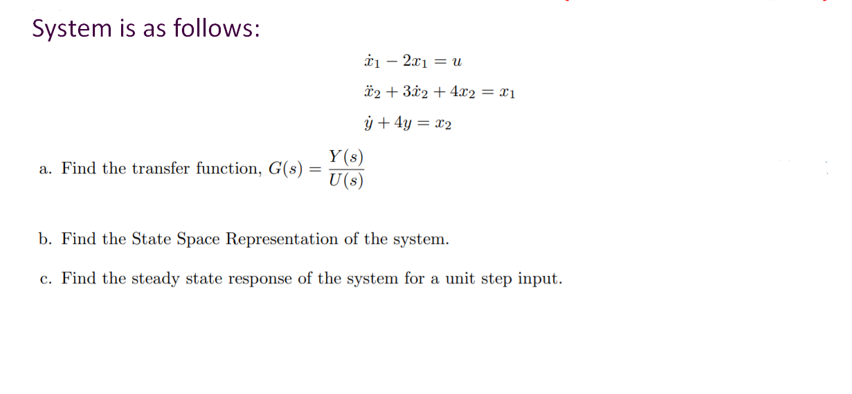 Answered System Is As Follows A1 2x1 U 2 Bartleby