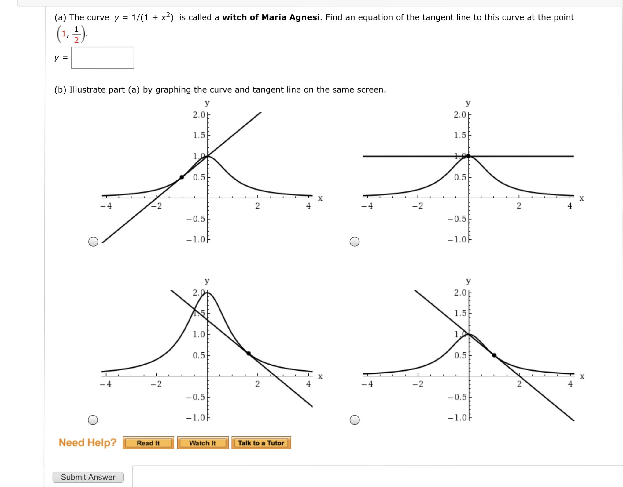 Answered A The Curve Y 1 1 X2 Is Called Bartleby