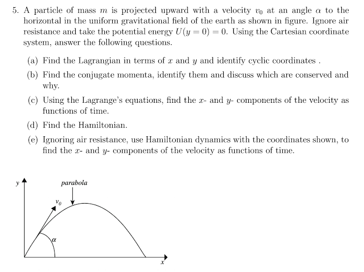 Answered 5 A Particle Of Mass M Is Projected Bartleby