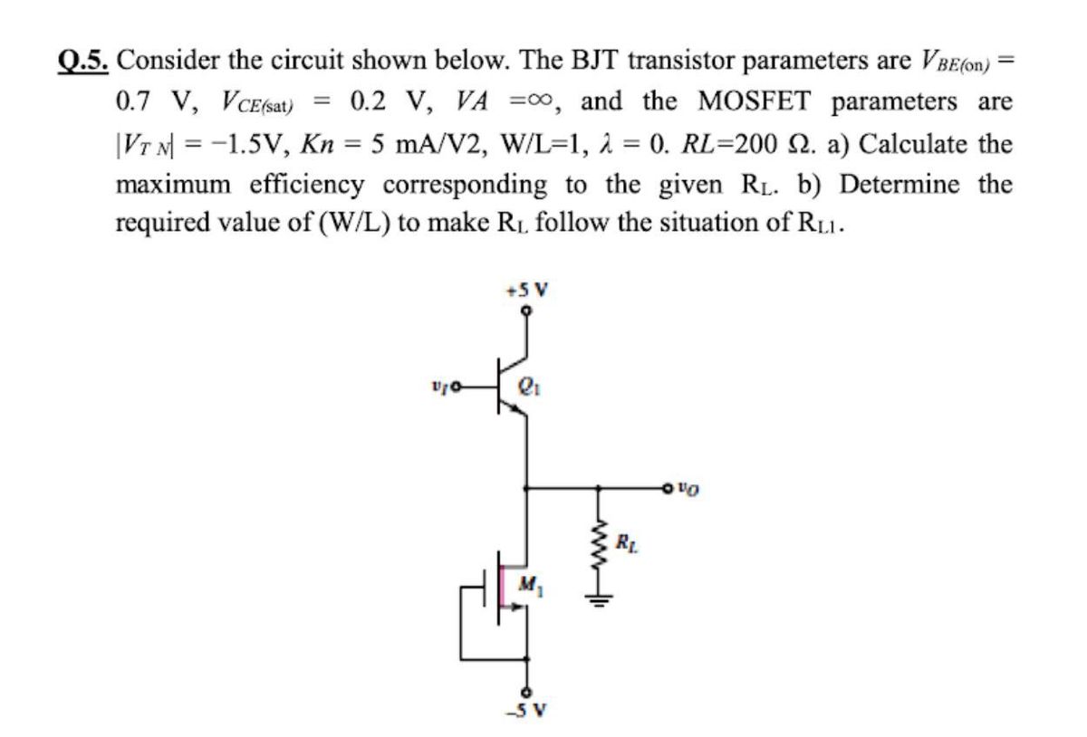 Answered Q 5 Consider The Circuit Shown Below Bartleby