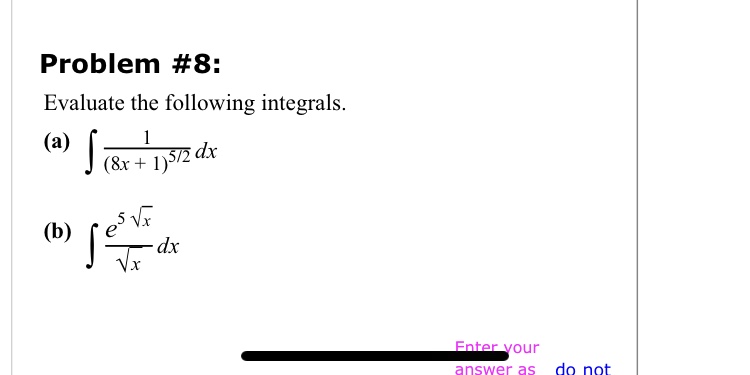 Answered Evaluate The Following Integrals а 1… Bartleby