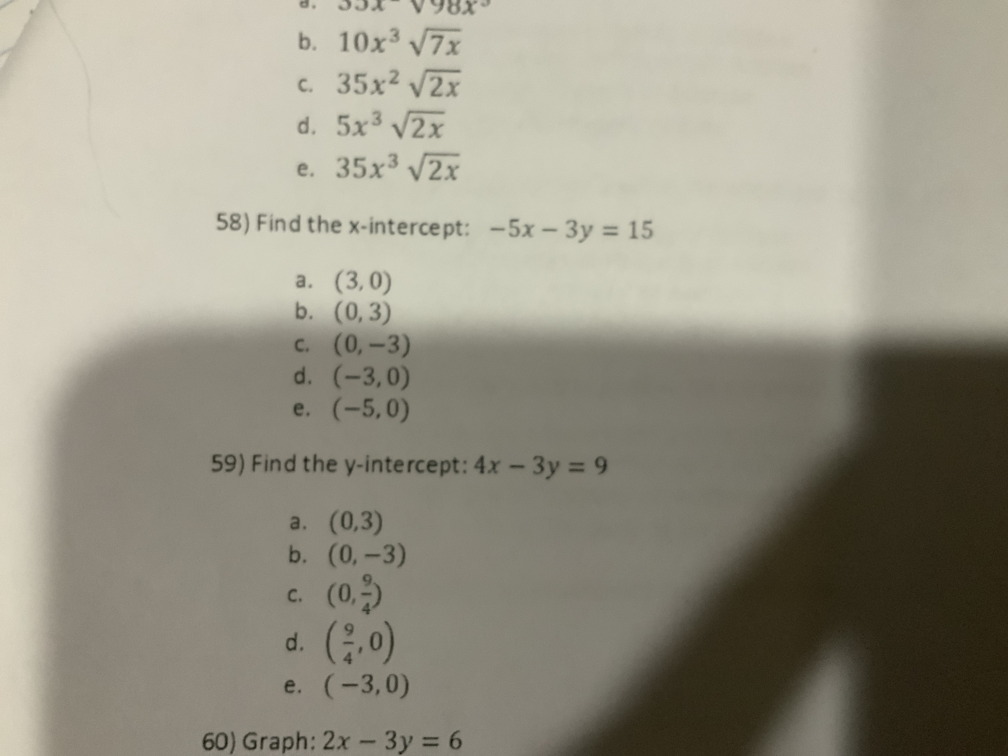 Answered B 10x3 7x 35x22x C D 5x3 V2x E 35x3 Bartleby