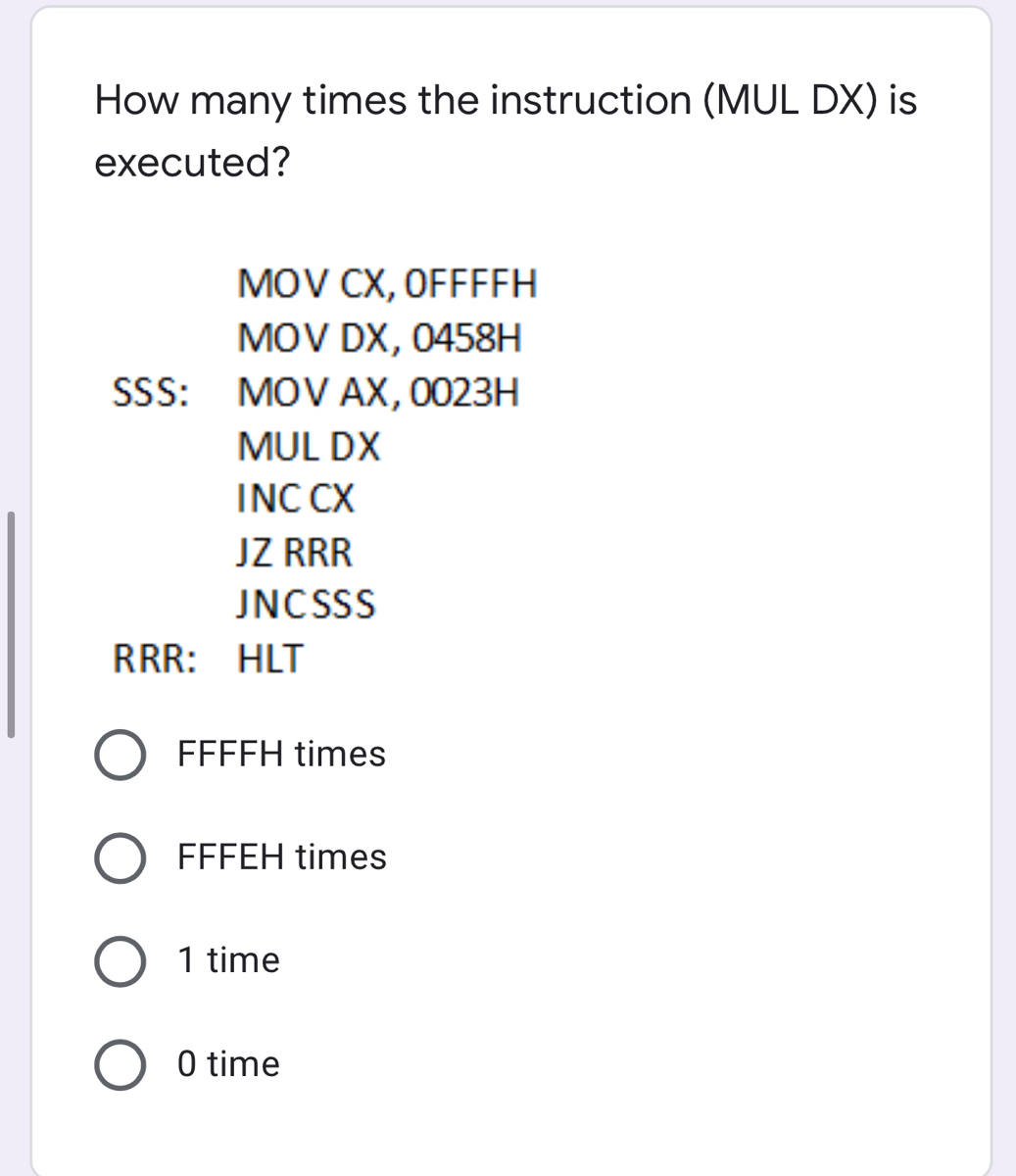 Answered How Many Times The Instruction Mul Dx Bartleby