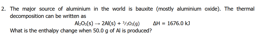 Answered: 2. The major source of aluminium in the… | bartleby