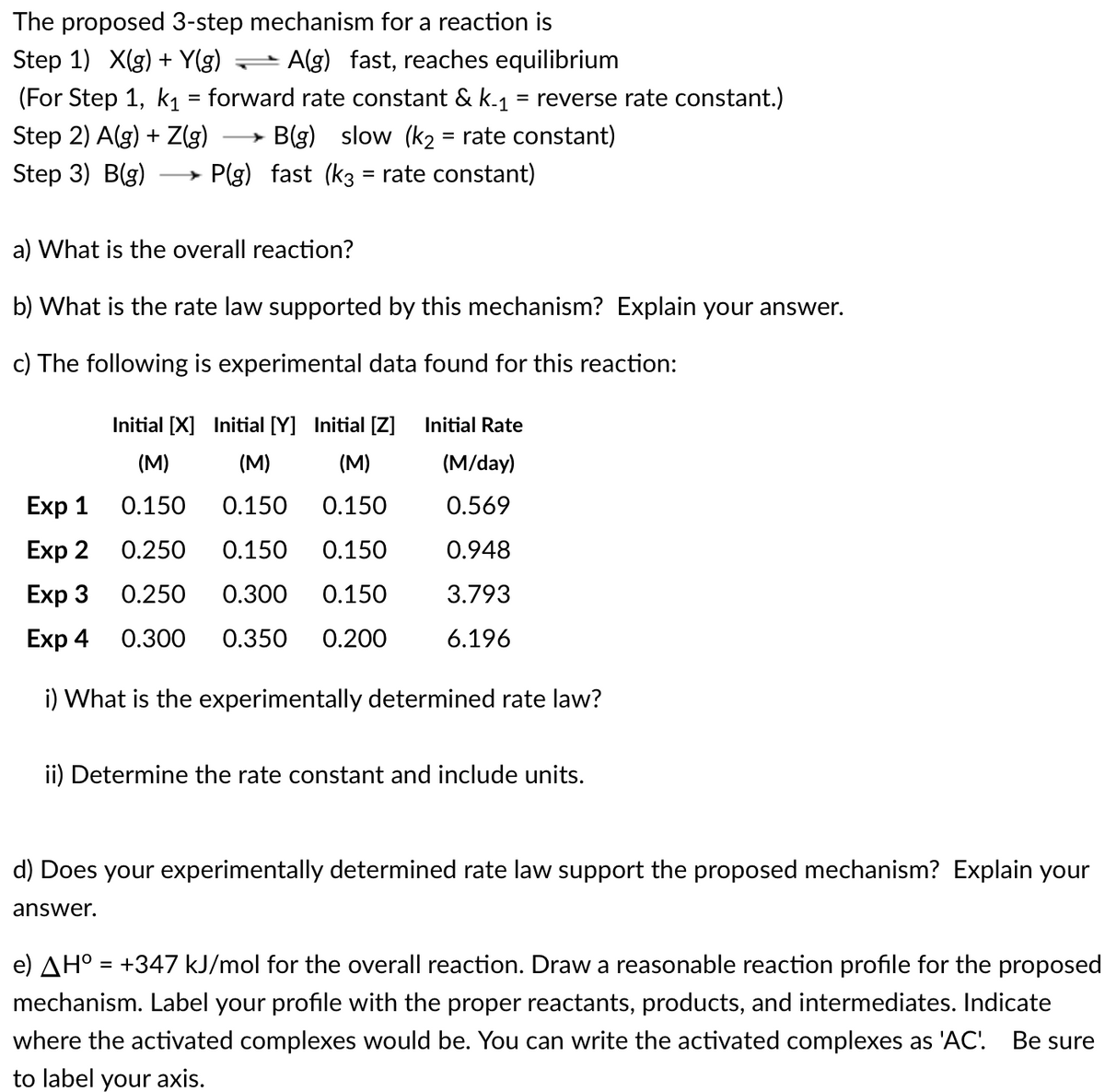 Answered The Proposed 3 Step Mechanism For A Bartleby