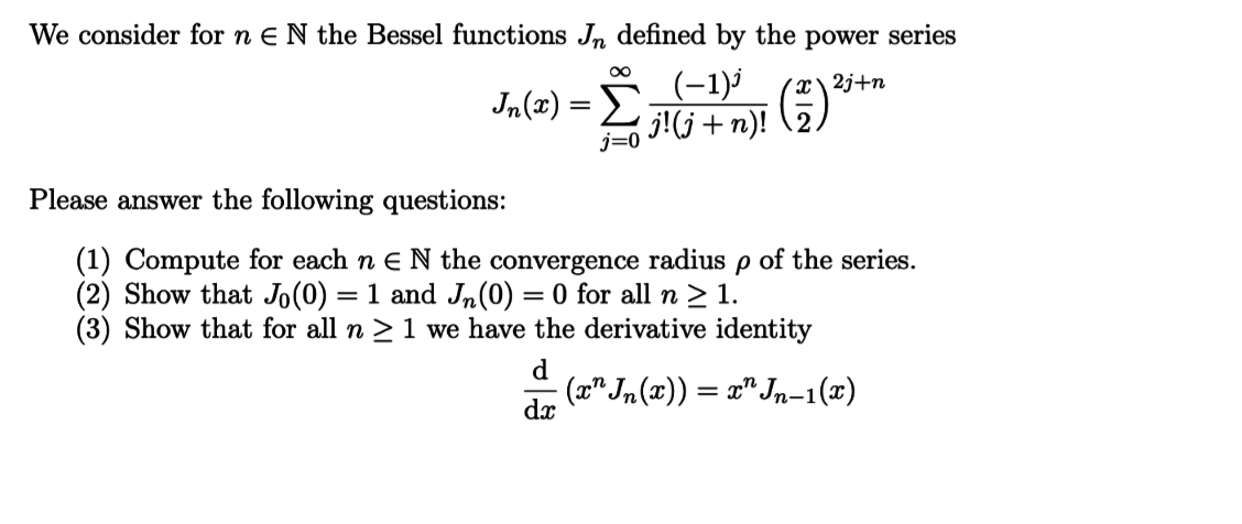 Answered We Consider For N E N The Bessel Bartleby