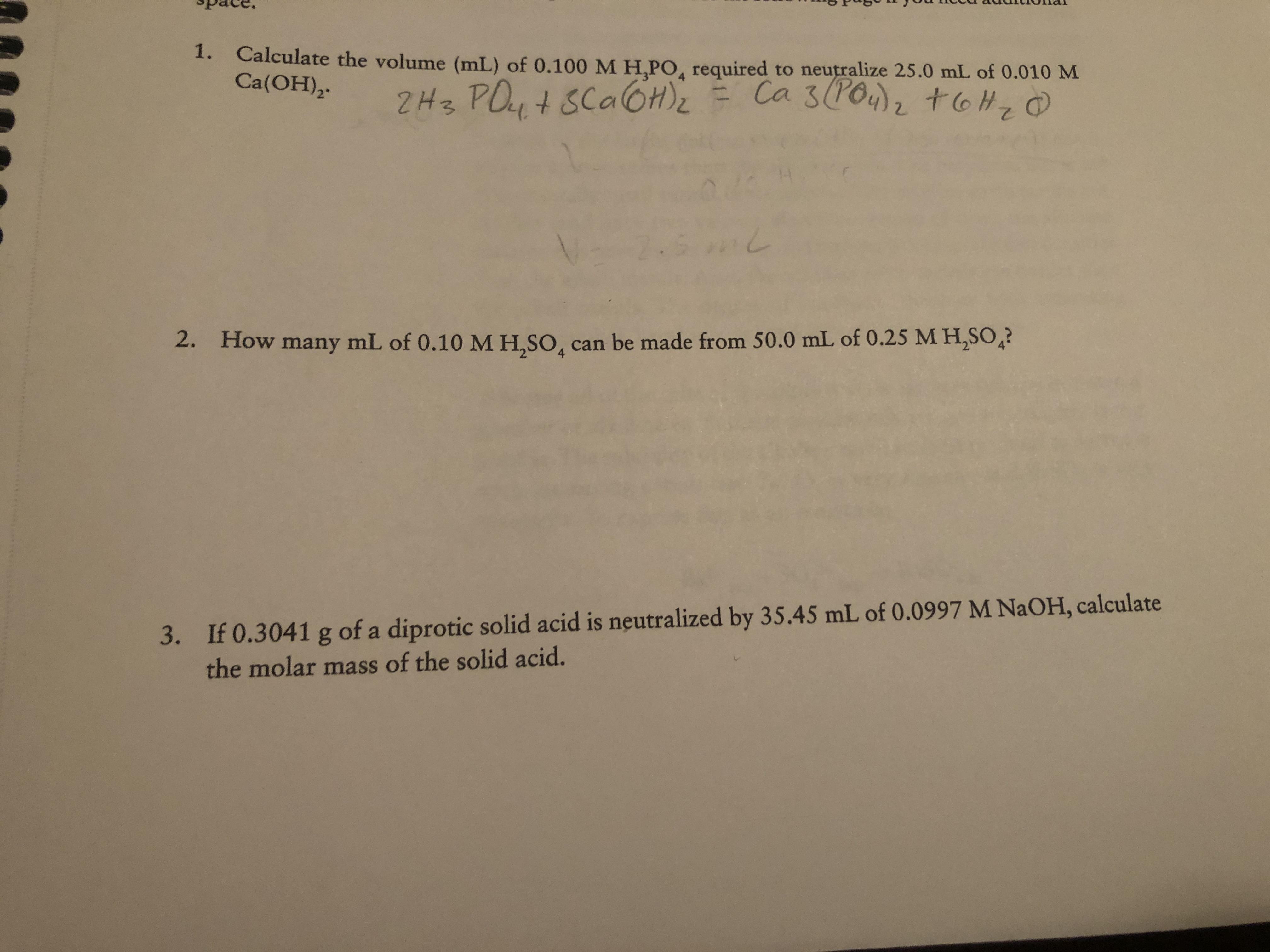 Answered 1 Calculate The Volume Ml Of 0 100 M Bartleby