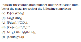 Answered Indicate The Coordination Number And Bartleby