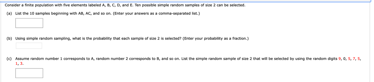 Answered: Consider a finite population with five… | bartleby