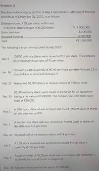 Answered: The Shareholders' Equity Section Of… | Bartleby