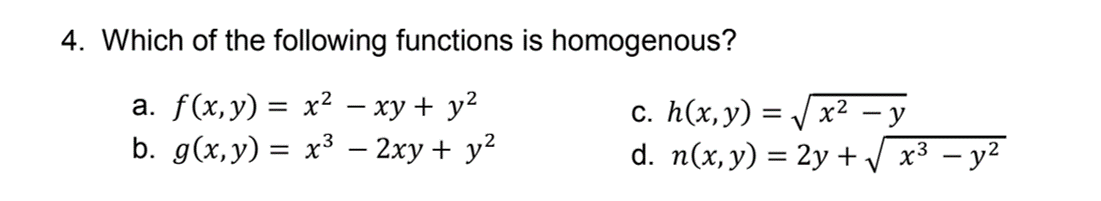 Answered 4 Which Of The Following Functions Is Bartleby