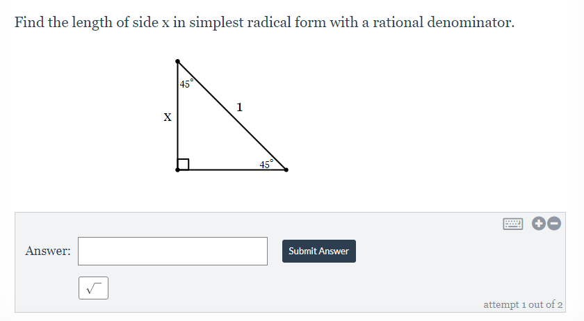 Answered: Find The Length Of Side X In Simplest… 