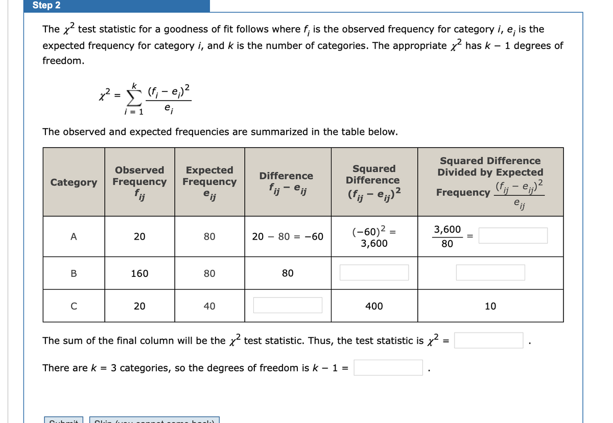 Answered Expected Frequency Squared Difference Bartleby