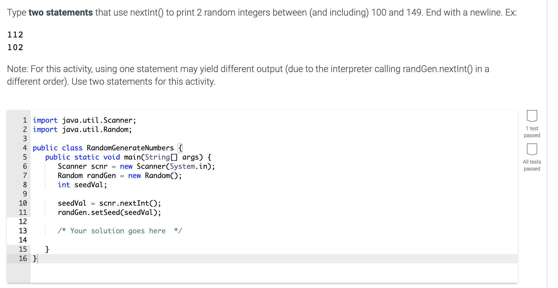 Answered Type Two Statements Using Nextint To Bartleby