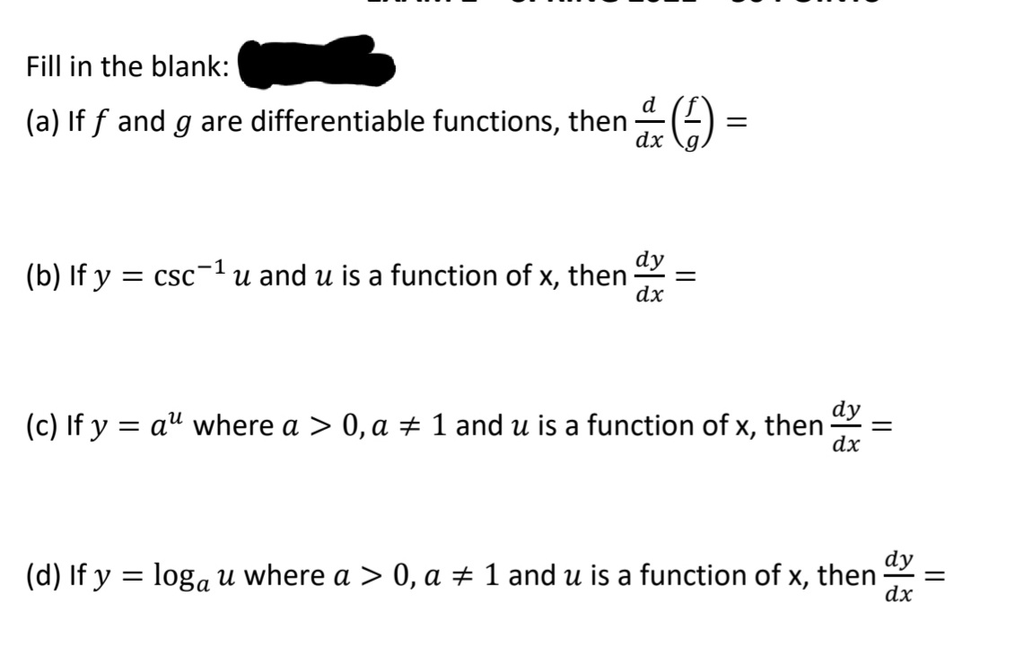 Answered Fill In The Blank D A If F And G Are Bartleby