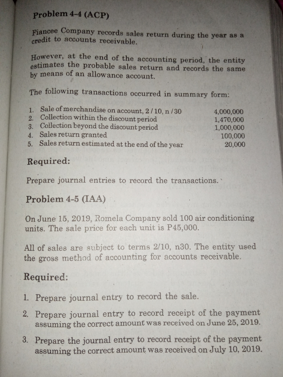 Answered Problem 4 4 Acp Fiancee Company Bartleby