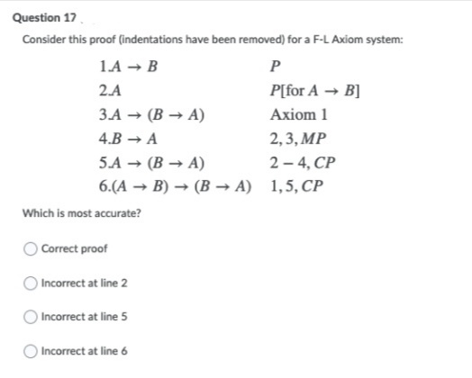 Answered Question 17 Consider This Proof Bartleby