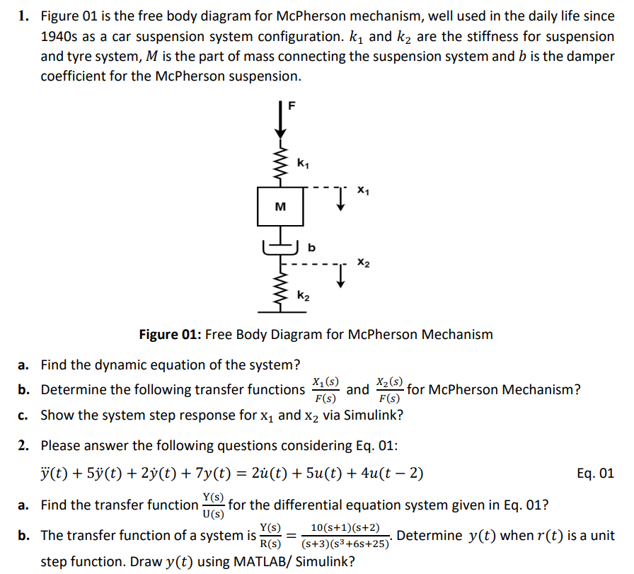 Answered: 1. Figure 01 is the free body diagram… | bartleby