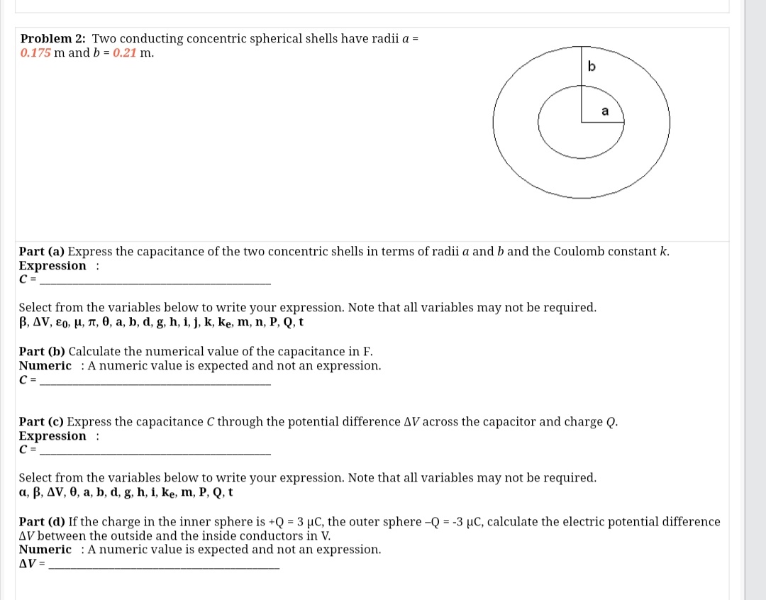 Answered Problem 2 Two Conducting Concentric Bartleby