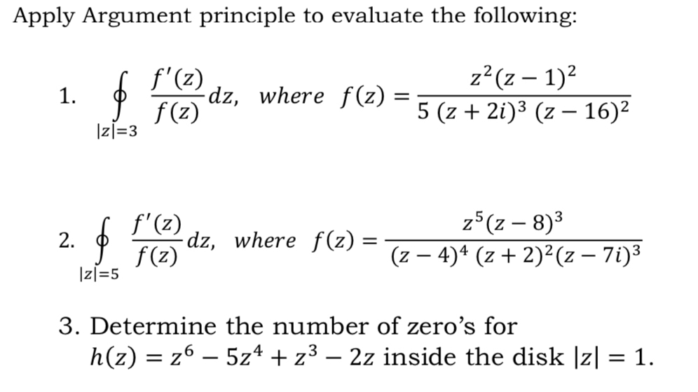 Answered Apply Argument Principle To Evaluate Bartleby