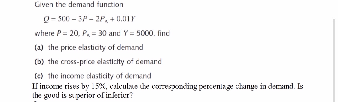 Answered Given The Demand Function Q 500 3p Bartleby