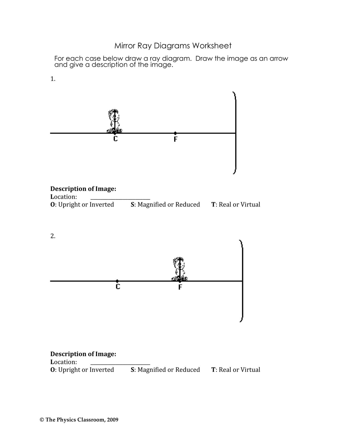 Answered Mirror Ray Diagrams Worksheet For Each Bartleby