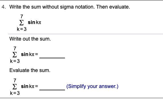 sum without sigma notation calculator