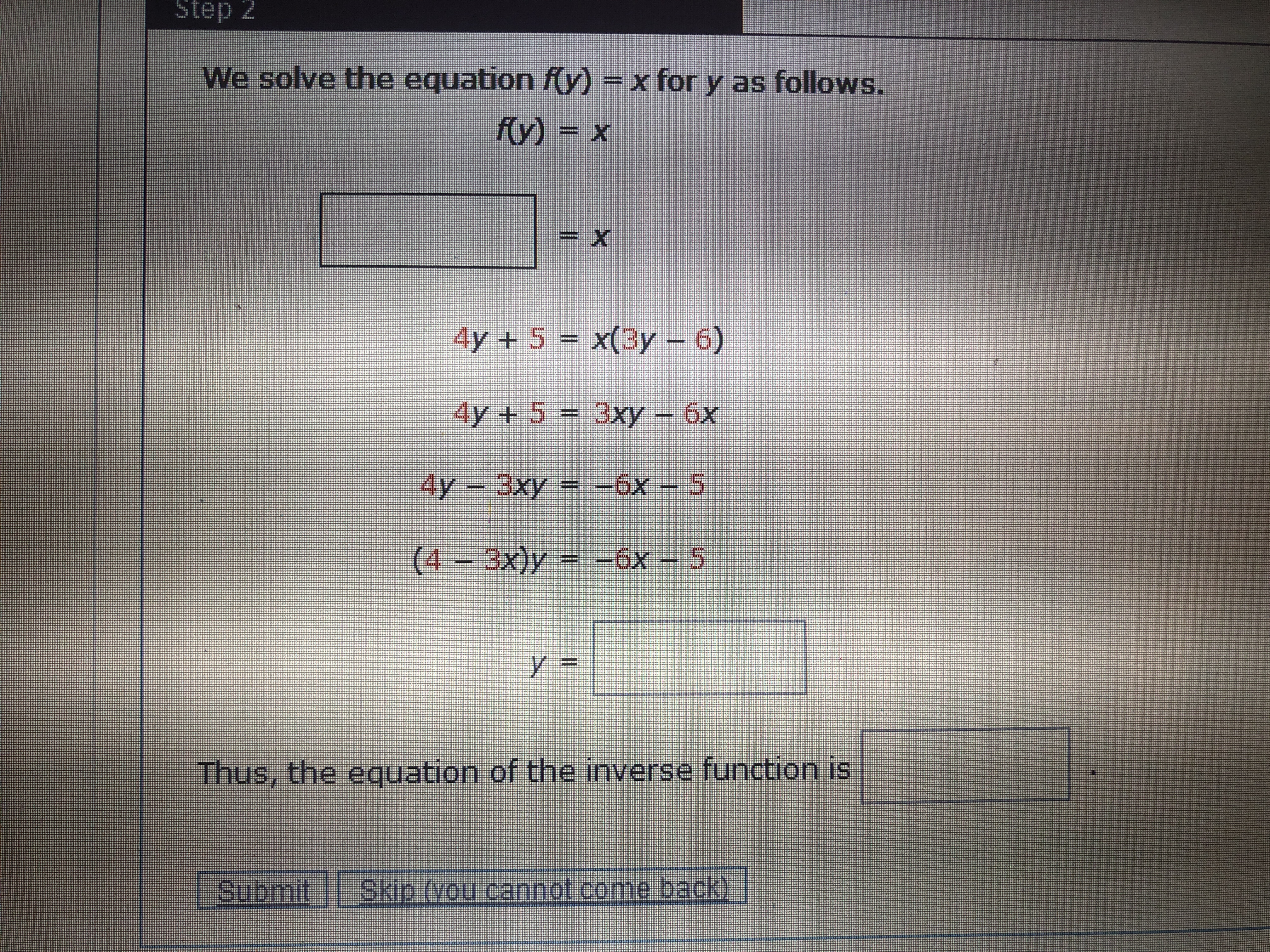 Answered Step 2 We Solve The Equation F Y X Bartleby