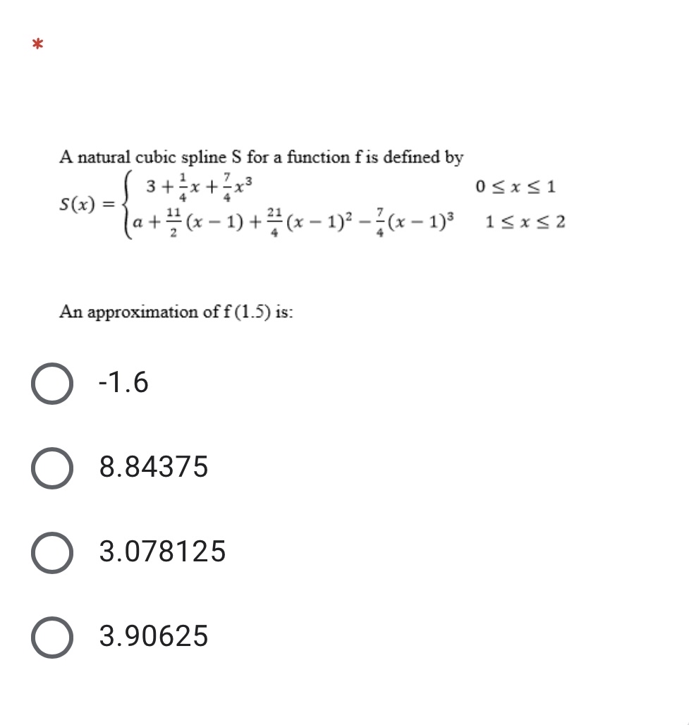 Answered A Natural Cubic Spline S For A Function Bartleby