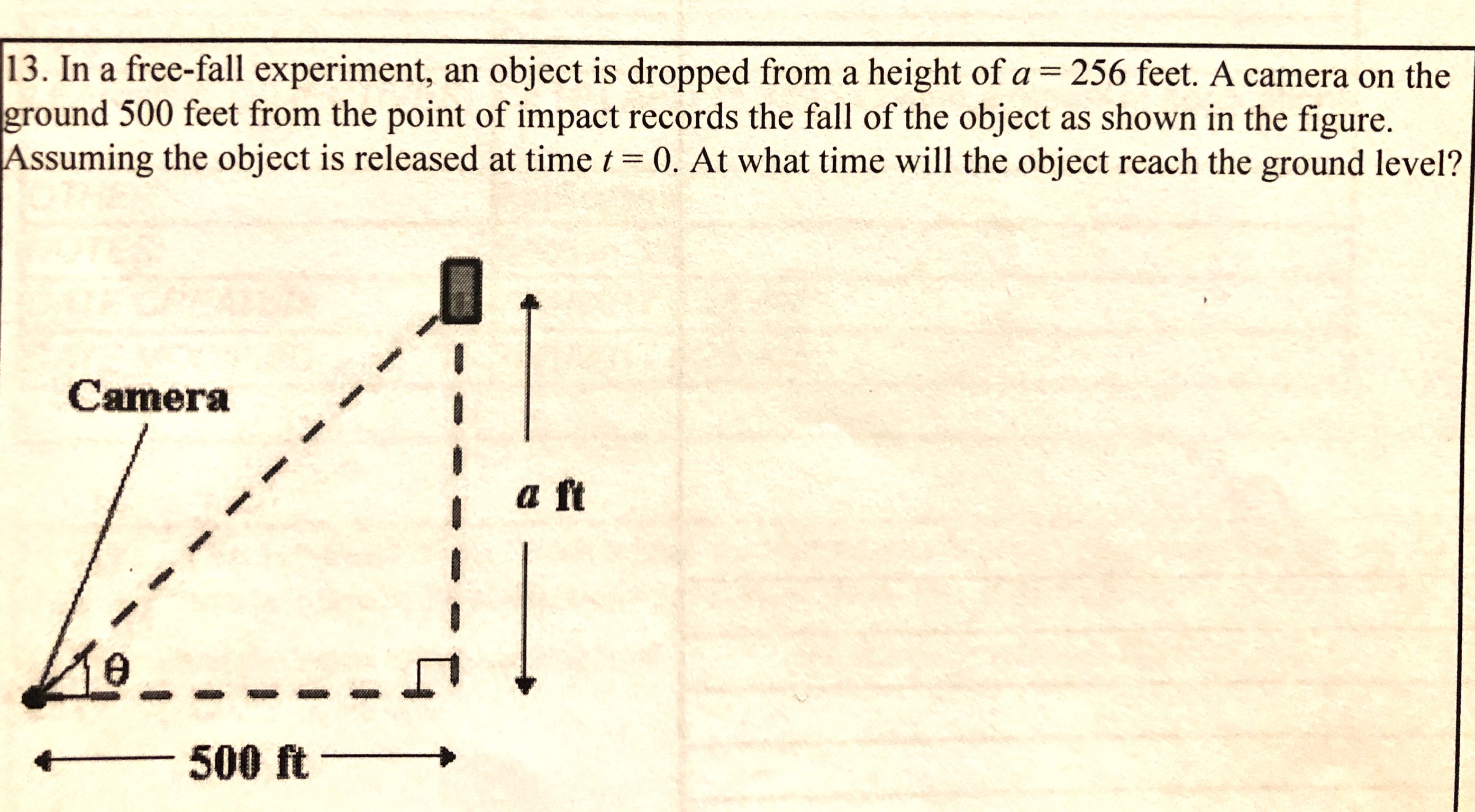 theory of free fall experiment