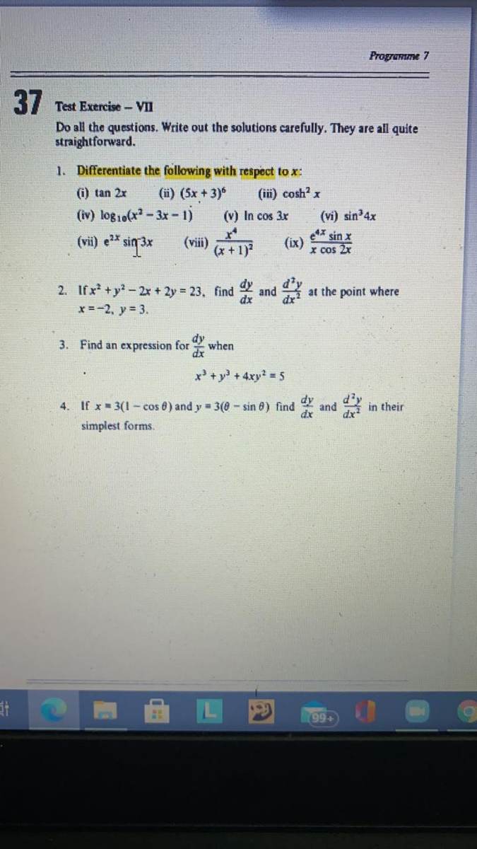 Answered Straightforward 1 Differentiate The Bartleby