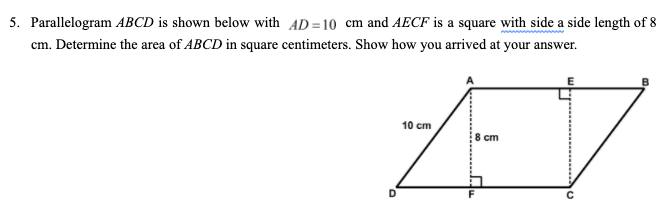 Answered: 5. Parallelogram ABCD is shown below… | bartleby