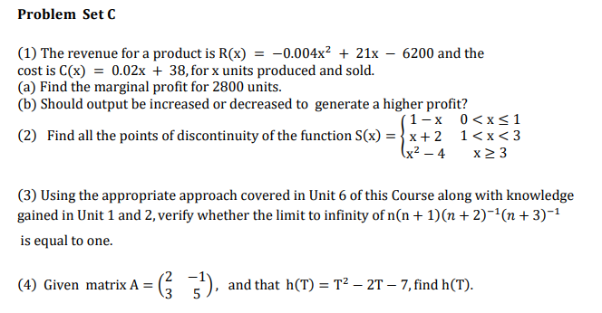 Answered Problem Set C 1 The Revenue For A Bartleby